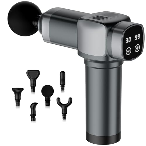 Image of Deep Tissue Massage Gun, Portable Percussion Muscle Massager with 30 Speeds & 6 Attachments, Handheld Electric Back & Neck Massager for Pain Relief