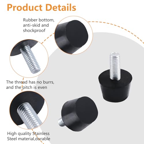 MOROBOR Möbelnivellierer aus Gummi mit M8-Gewinde, 12 Stück, Möbelnivellierer, verstellbare Möbelnivellierer, Tischstuhlfüße, Gleiter für Tisch, Stuhl, Schrank