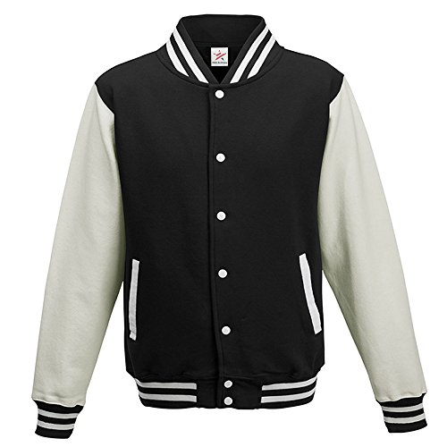 Star and Stripes Varsity Jacket Jet Black with White Sleeve XX-Large Plus 1 T Shirt