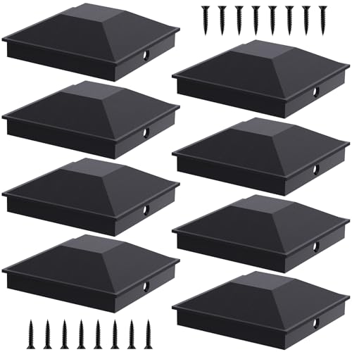 Goovilla - Goovilla 4x4 Post Caps Black(Actual 3.5" x 3.5"), 8 Pack Fence Post Caps with 16 Screws and Easy Installation, Sturdy Waterproof Plastic Deck Post Caps with Frosted Finishing Touch, Protect Wood Post