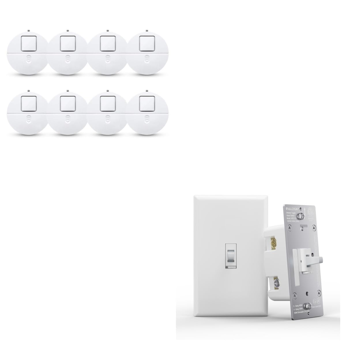 Modern Ultra-Thin Window Alarm 8 Packs + Smart Toggle Dimmer Light Switch