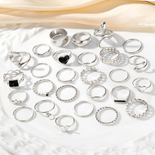 image for IFKM 27 Pcs Silver Knuckle Rings Set For Women Vintage Stackable Joint