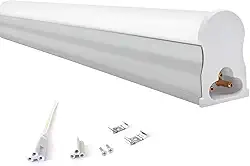Led Tubular T5 30cm 6w C/Calha Acoplada Completa Luz Forte (Branco Quente)