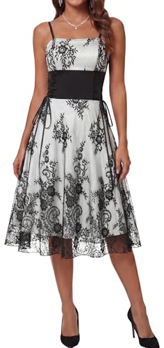FEOYA Women’s Gothic Lace Dress Vintage Spaghetti Straps Dresses Steampunk