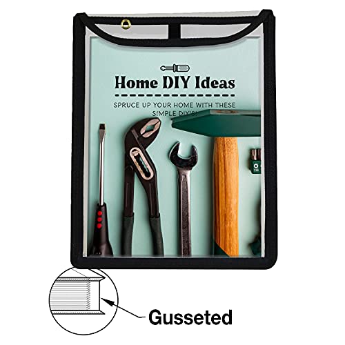 C-Line High Capacity Stitched Shop Ticket Holders, Gusseted with Flap Closure, Both Sides Clear, 9 x 12 x 1, Black, 15 per Box (39912) - Thumbnail 5