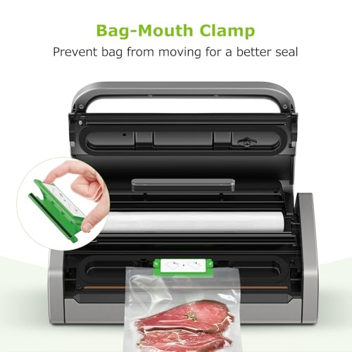 Image of Bonsenkitchen Vacuum Sealer Machine, Powerful Low-Noise Food Vacuum Sealer, Globefish Technology for High-Speed Continuous Working (Full Silver)