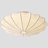 Flyrose Japanese Silk Fabric Ceiling Light White Bedroom Close to Ceiling Lights Retro Vintage Flush Mount Ceiling Light Fixture Coastal Hallway Chandelier for Entryway