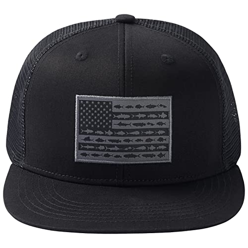 Image of BASSDASH Flat Brim Trucker Cap Adjustable Snapback Hat Mesh Back for Men Women