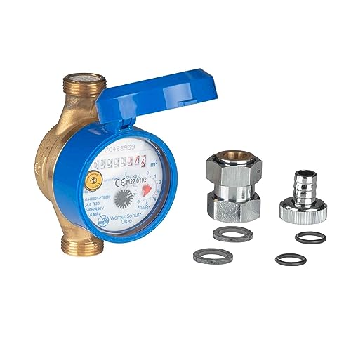 Garten-Wasserzähler Kaltwasser 2,5 m³ 110 mm 3/4 Zoll Anschluss mit Schutzhaube, Eichung 2024 Wasseruhr
