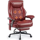 Massage Office Chair with Heating Function & Footrest, 6-Point Vibration, Ergonomic Executive Reclining Desk Chair with Padded Seat for Relaxation, Comfort & Stress Relief