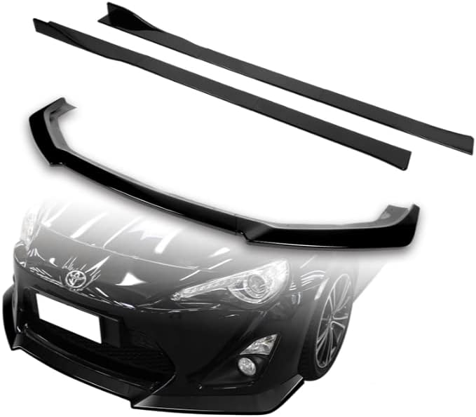 3PCS Front Bumper Body Kit Spoiler Lip Compatible with 2013-2016 Scion FR-S/Toyota 86 + 6PCS Side Skirt Extension Rocker Splitters Diffuser Lip 86" x 4" (Painted Black)