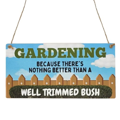 Second Ave Funny Gardening Well Trimmed Bush Wooden Hanging Rectangle Garden Sign Plaque