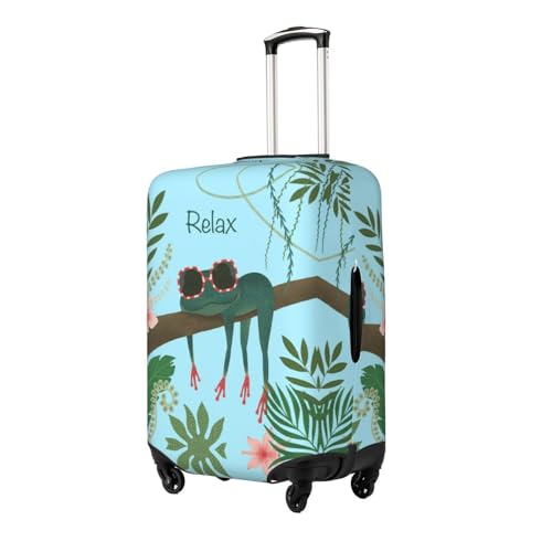 Elastic Travel Luggage Cover Printed Relax Frog Tropics Double-Sided Suitcase Protector Bag,Dust-Proof Cratch-Resistant Washable Suitcase Sleeve For Kid Adult,Medium2