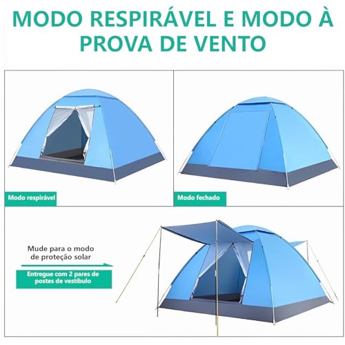 Barraca Camping para 4 Pessoas Tenda Acampamento Bolsa Azul