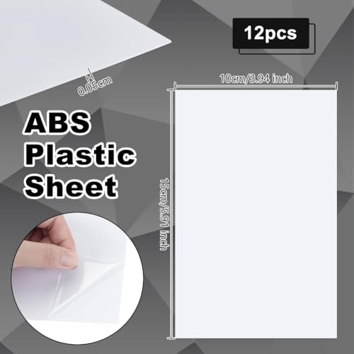 Image of OLYCRAFT 12 Sheets White ABS Plastic Sheet 5.9x3.9 Inch ABS Plastic Panel 0.5mm Thick Hard Plastic Sheet Polystyrene Flexible Plastic Board Sheet for Building Model Material Supplies