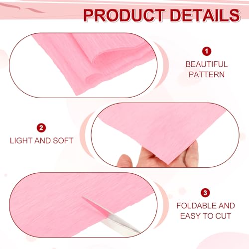 Image of MECCANIXITY Crepe Paper Roll 8.2ft Long 4 Inch Wide for Wedding Ceremony Various Large Festivals Decoration, Pink