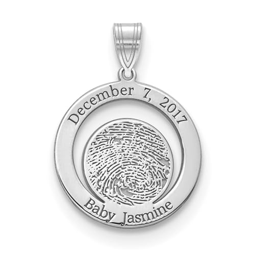 Solid 10k White Gold Fingerprint Pendant