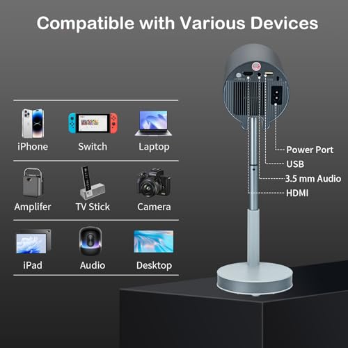 Mini Projector with WiFi and Bluetooth, 1080P Portable Movie Projector with 600 ANSI Lumens, Smart Android TV Projector Built-in Netflix/YouTube, Electric Focus, 5W Speaker, for Bedroom and Apartment by Yidedraw - Image 6