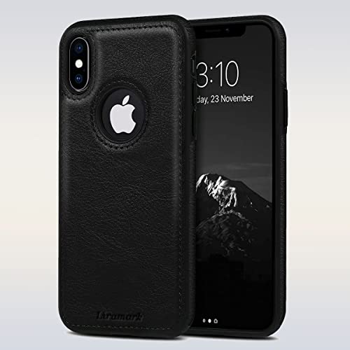 Image of LIRAMARK PU Leather Flexible Back Cover Case Designed for iPhone Xs Max (Black)