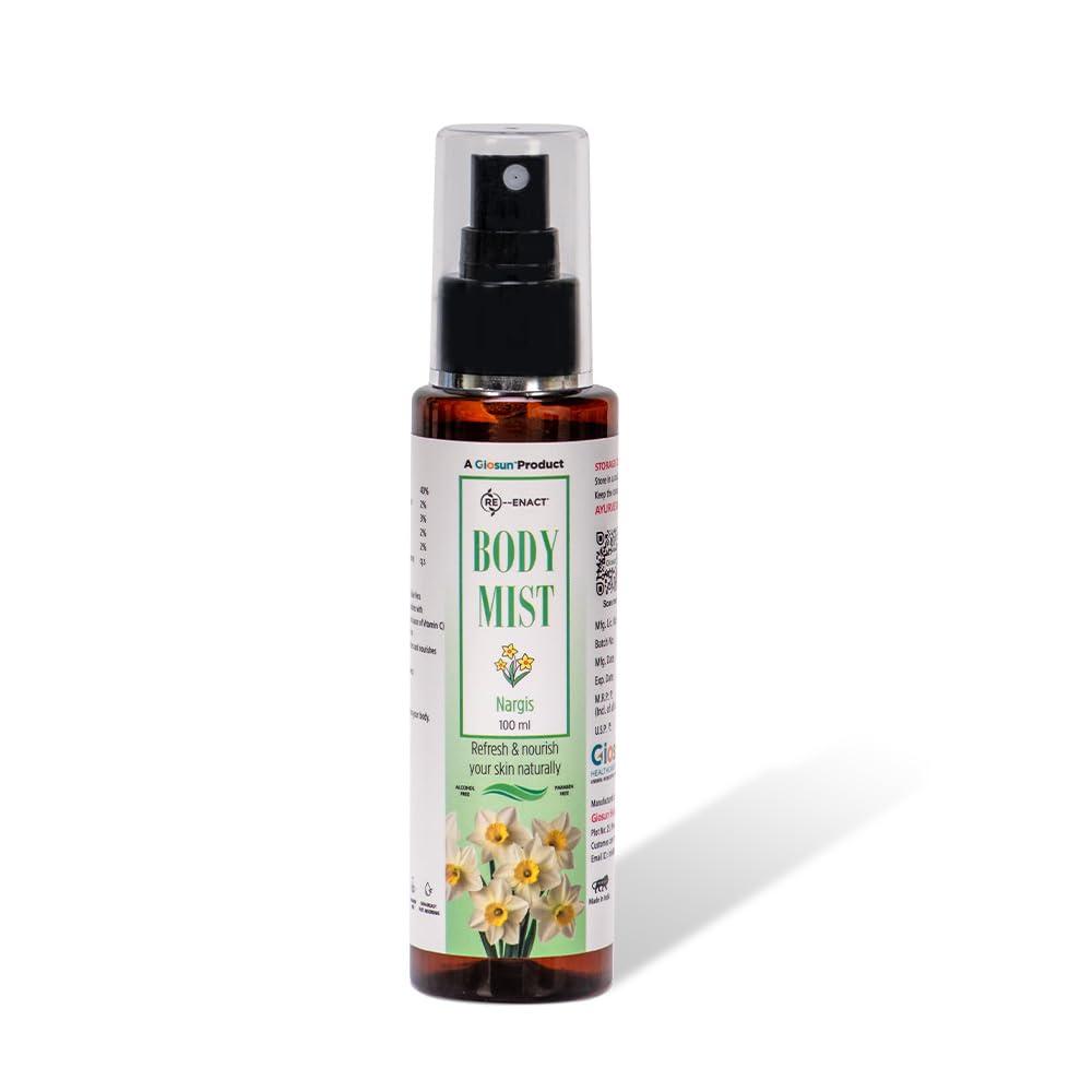 Giosun Re‑Enact Body Mist | Nargis | Alcohol‑Free Ayurvedic Body Spray | Hydrating | Long‑Lasting Fragrance | pH‑Balanced | Paraben Free | For All Skin Types | 100ml-image-12