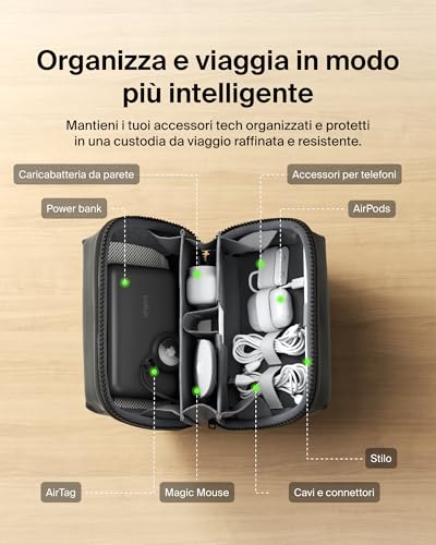 Belkin Borsa Organizer da Viaggio per Accessori Tech, Custodia da Viaggio per Gadget Come iPhone, Power Bank, Caricatori, Apple Pencil ed Airtag, ottimo per i Viaggi, Tessuto Morbido e Durevole - Immagine 1