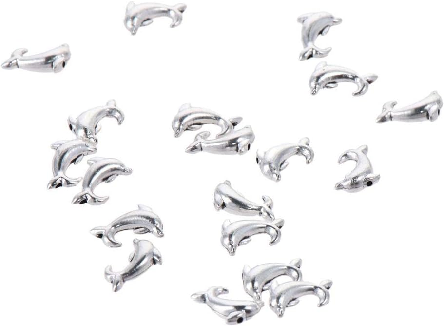 100Pcs Plated Dolphins Charms Antique Dolphin Spacer Beads Tibetan Vintage Dolphin Charm for DIY Necklace Jewelry Making - Image 2