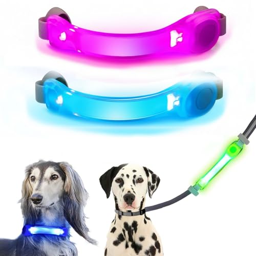 2 Pack LED Light for Dog Leash Harness, USB Rechargeable