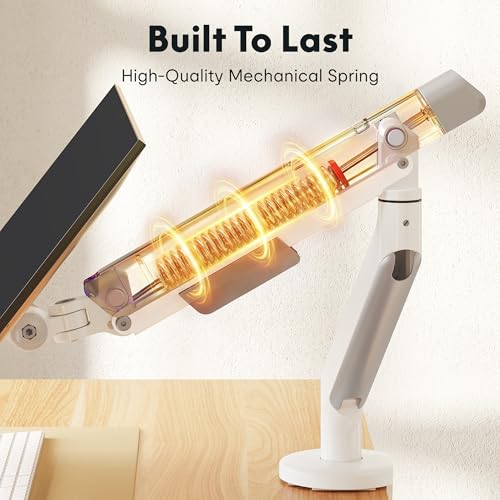 FlexiSpot Single Monitor Arm, Premium Aluminum Monitor Desk Mount Fits Screen up to 35 Inches 19.84 lbs, Fully Adjustable Monitor Stand with C-Clamp & Grommet Base for Home Office, White - image 8