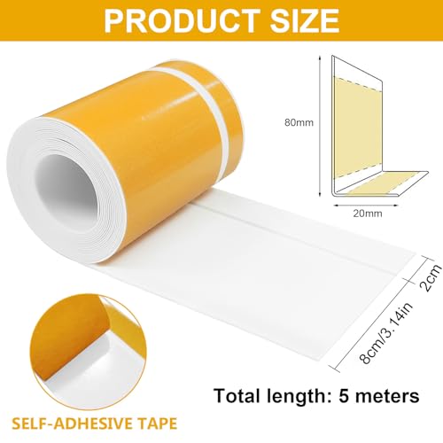 YushengTai Weiß Weichsockelleiste selbstklebend, 80mm x 20mm x 5 m PVC Sockelleiste Selbstklebend, Weich Sockelleiste Abschlussleiste, Flexible skirting Board Trim für Küche und Badezimmer (Weiß)