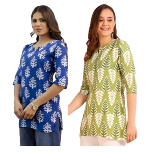 Image of Women's Short Kurti in TopsTunic Rayon Cotton Blend | Ladies Ethnic Tunic