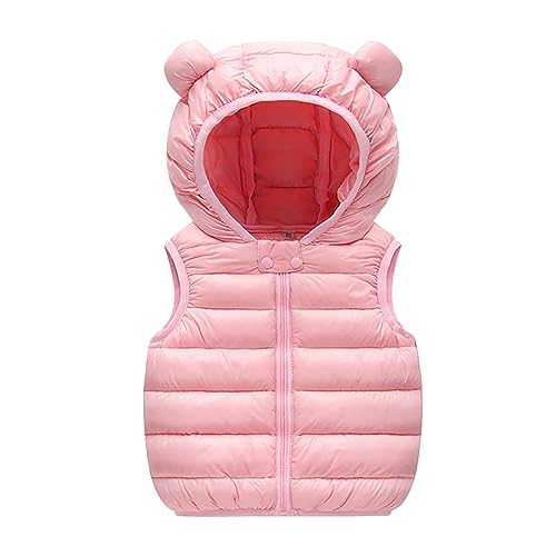 Toddler Baby Girl Boy Hooded Jacket Vest Hoodie Sleeveless Jacket Waistcoat Warm Outwear with Zipper Pocket