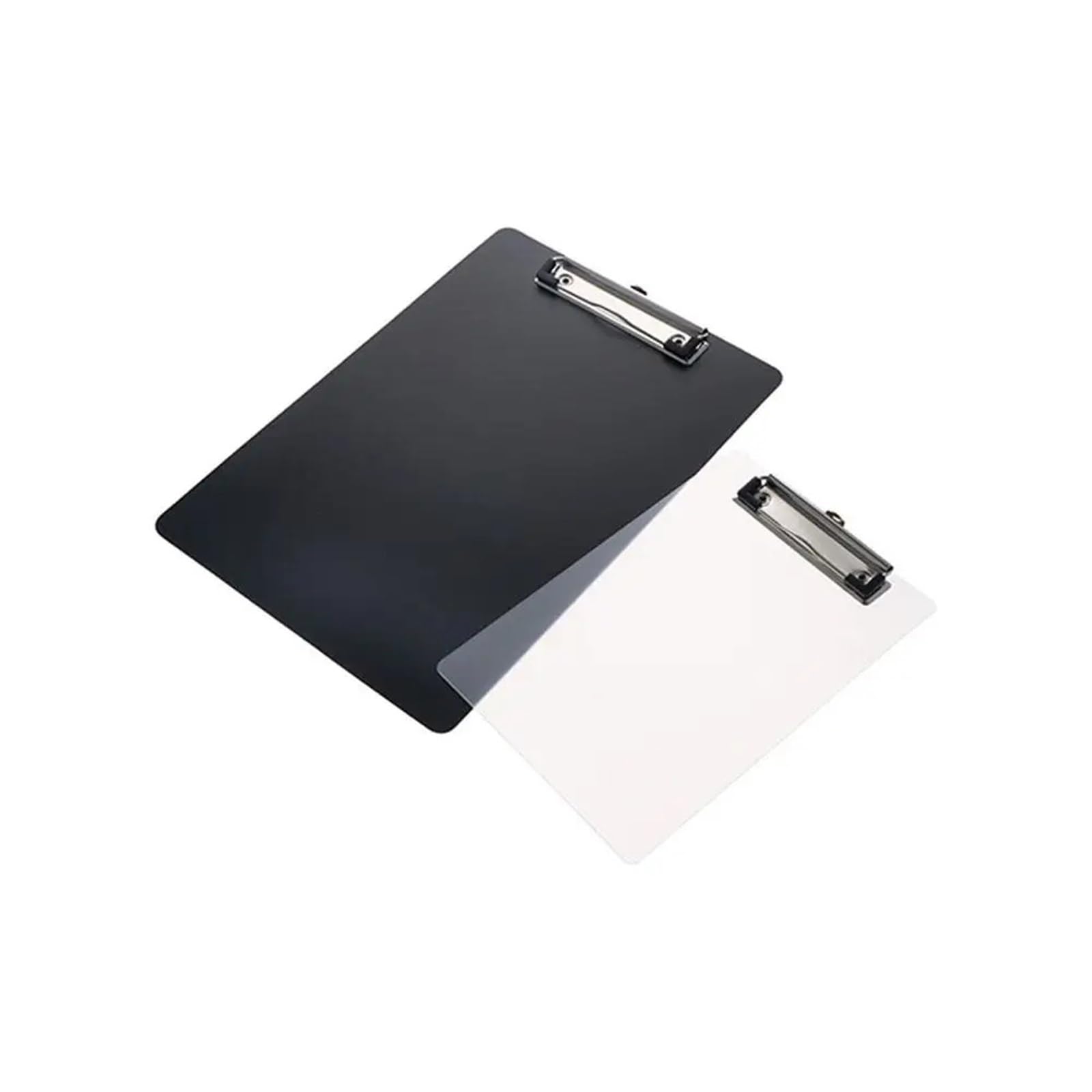 10 portapapeles de plástico negro con clip de metal de perfil bajo, tabletas de escritura A4 para estudiantes, oficina y papeleo de nizing, y juego de portapapeles ligero