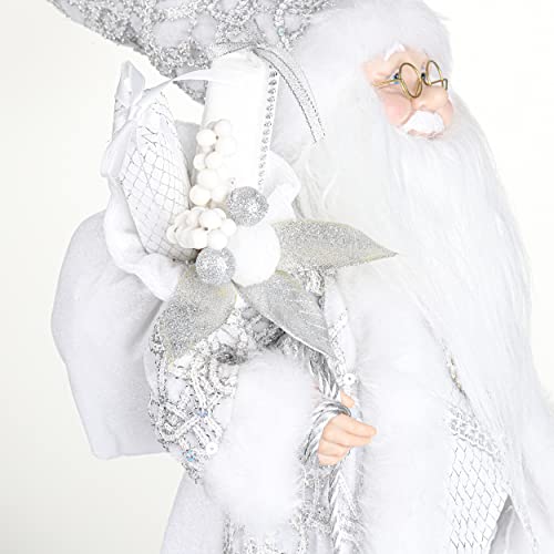 Horjamy 16Inch Christmas Santa Claus Figurines Bells And Gift Bag Christmas Standing Santa Figure Decorations For Xmas Holiday Party Home Decoration(Silver) #TOP4
