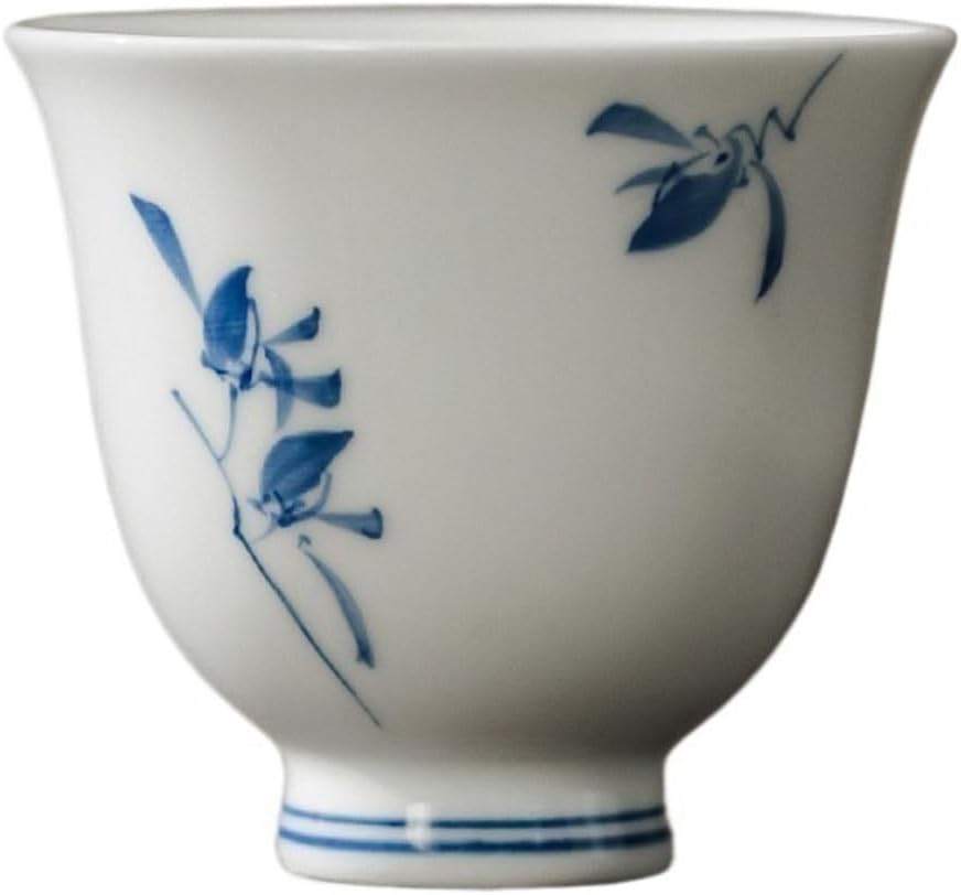 GSOUL Kungfu Tea cup Party Exquisite Hand-painted Phalaenopsis Tea Cup Men's Large Single Ceramic Personal Kung Fu Set Small Tea Cups