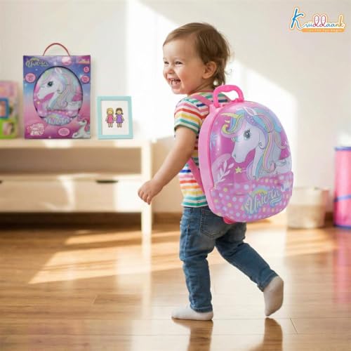 Image of Unicorn Backpack Dressing & Makeup Gift Set for Kids - 2-in-1 Portable Trolley Pretend Play Vanity Kit with Electronic Hair Dryer & 13 Accessories - Ideal Birthday Gift for Girls 3+ Years