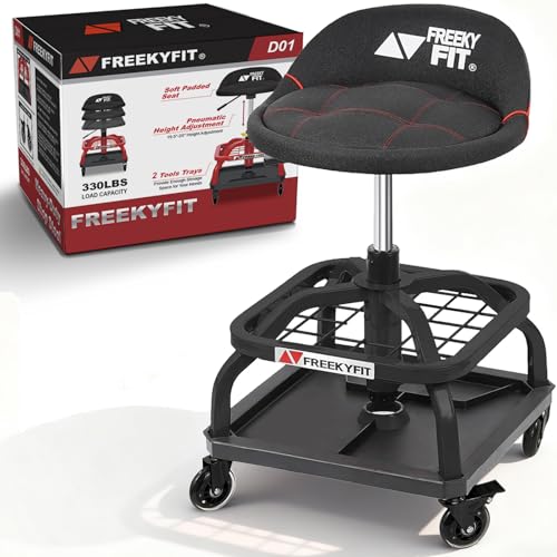 Rolling Shop Stool with Wheels and Storage