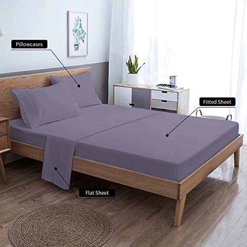 Easehome Full Size Sheet Set - Extra Soft Luxury Brushed Microfiber Full Bed Sheets With 17 Inch Deep Pocket - Breathable Wrinkle Fade Stain Resistant Hypoallergenic - 4 Piece (Full, Purple) #TOP5