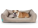 Hyggins Dreamer Pure Hundebett | Bezug abnehmbar und waschbar | Robust und pflegeleicht (XL 117 x 80cm, Beigegrau)
