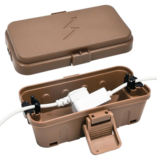 Wetterfester Elektrischer Anschlusskasten,Außenbereich Wasserdichter Elektrischer Kasten,Verlängerungskabelkasten Zum Schutz Von Zeitschaltuhren,Verlängerungskabeln,Festliche Lichter,Braun
