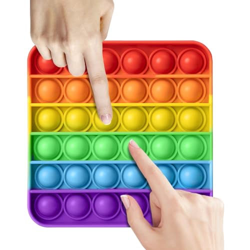Pop it Spielzeug, Pop it Baby Spiel, Popit Silikon Sensorisches, Quadrat Pop up Spielzeug Baby, Antistress Push Pop Fidget, Poppit für Kinder, Erwachsene ADHS Push Bubble Angst Relief, Regenbogen Pop