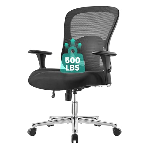 Image of EUREKA ERGONOMIC Big and Tall Office Chair for Heavy People, Hoss 500lbs Heavy Duty Office Chair Mesh Ergonomic Desk Chair with Armrest, Rolling Chair with Wide Comfy Seat for Adult, Black
