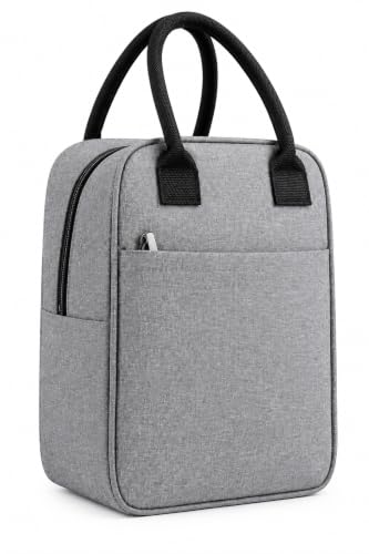 Image of Start Fount Lunch Bag for Office, School & College, Reusable Tiffin Carry Bag with Zipper & Front Pocket, Lightweight Lunch Organizer Bag for Men & Women, Grey