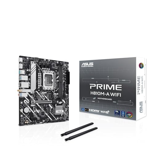 PRIME H810M-A WIFI, Scheda Madre Intel mATX, 6+1+1+1 Fasi di Alimentazione, Slot DDR5, PCIe 4.0, 2 Slot M.2, WiFi 6E, Ethernet Intel 16 GB, DisplayPort, HDMI, USB-A 10 Gbps, USB-C 5 Gbps, Nera