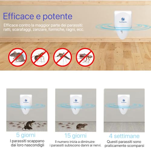 Repellente Ultrasuoni Per Topi, Dissuasori Per Topi, Trappole Scarafaggi Da Interno, Antizanzare, Repellente Zanzare, Roditori, Ragni, Formiche - 4
