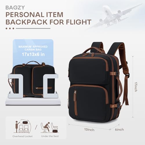 BAGZY Expandable Travel Backpack – 17x13x6 Inches (22L to 30L) Airline-Approved Underseat Personal Item Bag, Lightweight Water-Resistant Carry On Luggage for College Weekender 43x3 image 7