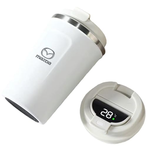 VAPORVERSE 500ml Gobelet Isotherme Auto pour Mazda Will 2025 -, Anti Fuite Tasse Voyage Gobelet Chaud Froid Voiture Cadeau Automo Biliste,White