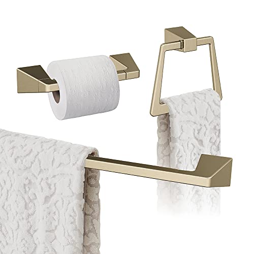 Amerock | Golden Champagne | Blackrock | Towel Bar | 24 inch (610 mm) | 3 Piece | Bathroom Accessories Set