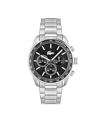 Lacoste Orologio con Cronografo al Quarzo da uomo Collezione BOSTON con cinturino in acciaio inossidabile con cinturino in acciaio inossidabile - 2011347, Black Sunray