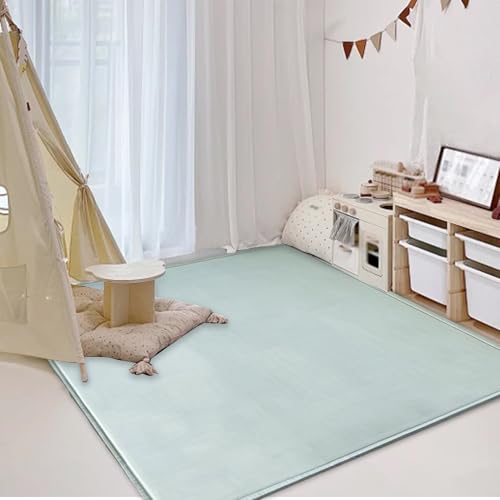 Tapis d'éveil bébé épais de 2cm en velours corail doux et antidérapant vert - 5