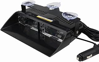 12V Multi Coloured 16 LEDs High Brightness LED Law Enforcement Emergency Beacon Hazard Warning Strobe Light Danger Light For Car Truck Trailer SUV Internal Roof/Dashboard/Windshield with Suction Cup